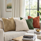 decorUhome Cozy Textured Throw Pillow Covers 18x18 Inch Set of 2, Soft Plush Faux Wool Beige Accent Couch Pillow Covers for Modern Farmhouse Sofa Bed Living Room