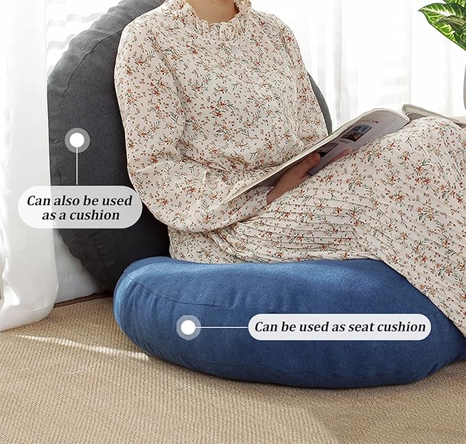 Large Round Floor Cushion, Comfortable Cotton and Linen Boho Meditation Pillow Tatami Seating Cushion for Room Reading Book Nursery Room Balcony,F,60 * 60cm(2pcs)