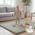Baby Play Mat 50x50 Inches,1.3" Thick Padded Waterproof Floor Cushion & Playpen Mat with Vegan Leather,Non-Slip & Non-Toxic Nursery Rug for Infants, Toddlers & Kids(Grey)