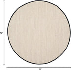 SAFAVIEH Area Rug 6' Round - Natural Fiber Collection - Marble & Black, Sisal, Woven Design with Border (NF143A)