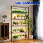 Barrina CX6 Plant Stand with Grow Lights, 3FT T8 30W(Per Light) Full Spectrum Yellow LED Plant Lights, Indoor Plant Shelf for Multiple Plants with On/Off Timer Socket, 6-Tier 35.4"x13.8"x70.9"