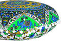 CRAFT KALA 22" Round Mandala Boho Pillow Cover Meditation Room Seating Poufs Cover for Living Room Yoga Room Home Bedroom Balcony Garden Party Decoration Cotton Floor Cushion Cover 22", Blue Elephant