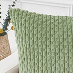 Kevin Textile Spring 14x24 Inch Pillow Cover 1 Pack Boho Decorative Soft Striped Corduroy Lumbar Farmhouse Solid Color Accent Rectangle Cushion Case for Living Room Couch Sofa Bed, Sage Green