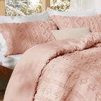 Bedsure Tufted Boho Comforter Set Twin Size - Light Pink Boho Bed Set, GentleSoft™ 2 Pieces Farmhouse Shabby Chic Embroidery Bedding, Gifts for Woman, Soft Jacquard Twin Comforter for All Seasons