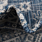 Rugs.com Outdoor Aztec Collection Rug – 2' x 3' Blue Flatweave Rug Perfect for Living Rooms, Large Dining Rooms, Open Floorplans