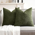 MIULEE Pack of 2 Olive Green Decorative Pillow Covers 20x20 Inch Soft Chenille Couch Spring Throw Pillows Farmhouse Cushion Covers for Home Decor Sofa Bedroom Living Room