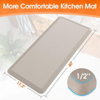 Extra Large Kitchen Mat Rug, Floor Comfort Mat with Non-Slip Bottom, Waterproof & Stain Resistant & Easy Clean, Standing Desk Mat for Kitchen, Sink, Office (17.3''x39'', Khaki)