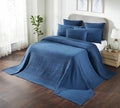 VHC Brands 100% Cotton Waffle Weave Navy Blue Oversized King Size Blanket 120x120, Decorative Cotton Throw Blanket, Boho Farmhouse Bedroom Decor for Bed, Couch, or Sofa