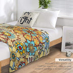 Boho Floral Throw Blanket Vintage Colorful Flowers Bohemian Print Mandala Blanket for Sofa Bed Couch Chair Or Dorm 70"x80"