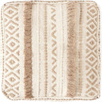 REDEARTH · UNSTUFFED Pouf Ottoman Cover Textured Storage Cube Bean Bag Poof Pouffe Footrest for Living Room, Bedroom, Nursery, Patio, Gym; 100% Cotton (20"X20"X8"; Taupe Natural)