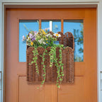 2 Pack Scalloped Wicker Hanging Basket for Organizing Woven Wall Baskets for Front Door Mail Flowers Books Accessories Boho Rustic Farmhouse Wall Decor (Pe Rattan)