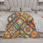 Boho Floral Throw Blanket Colorful Mandala Bohemian Indian Hippie Vintage Blanket for Sofa Bed Couch Chair or Dorm 70"x80"