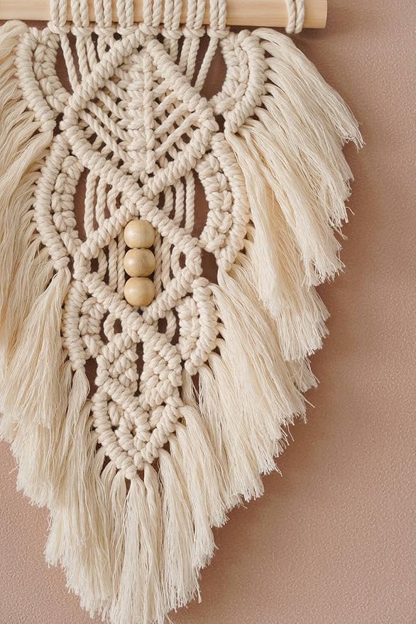 Jditngp 2PCS Hand Woven Leaf Wall Hanging,Leaf Tapestry Wall Hanging,Nordic Room Wall Feather Ornament,Boho Woven Tapestry Bohemian Home Decor for Living Room Bedroom or Entryway Wall Art Green White