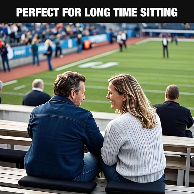 Portable Stadium Seat Cushions with Handle, 2 Inches Thick, Waterproof Oxford Fabric, Zipper Design, Set of 2 (Black)