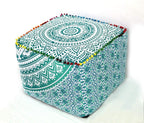 CRAFT KALA Mandala Meditation Floor Pillows Square Pillow Cover Seating Hippie Decorative Adults Bohemian Floor Cushion Cover Outdoor Living Room Throw Ottoman Poufs Cover 22X22X14 inches, Green Ombre