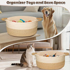 Woven Basket for Toys, Blankets & Gifts Empty ,Cotton Rope Storage Basket with Reinforced Handles for Nursery,Livingroom,Bedroom,Bathroom & Home Decor,17.72" x 9.45" x 7.09 (S)