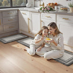 KIMODE Anti Fatigue Kitchen Mats,Non Slip Farmhouse Kitchen Rugs Sets of 2,17"x59"+17"x29" Waterproof Kitchen Mat for Floor,Cushioned Standing Mat for Office,Laundry,Sink,Desk,Grey