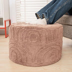 Asuprui Plush Fabric Ottoman Footrest – 20"x14" Soft Foam Pouf with Removable Cover Perfect for Living Room, Bedroom & Dorm(Light Coffee)