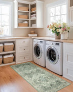 Area Rugs 2'x6' Runner Rug Non Slip Washable for Kitchen Hallway Bedroom Beside Laundry Room Bathroom Rug, Floor Carpet, Dark Green Gray