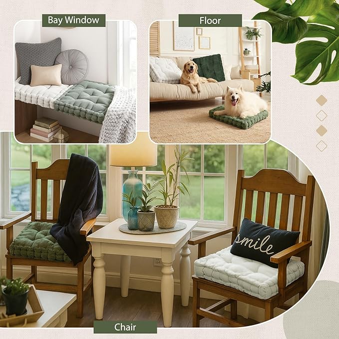 Jerify Floor Pillow Cushions Large Round Square Large Meditation Floor Pillow for Classroom Adult Meditation Picnic Party Seating Learning Daycare School(Square,Mixed Green,4 Pcs)