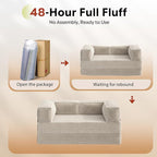 WLIVE 71'' Futon Sofa Bed, Convertible Sleeper Sofa, Folding Pull Out Couch Boneless Mattress with Fixed Frame, Corduroy, with Storage Pocket, Beige