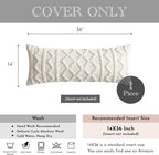 BlissBlush Pure White Decorative Lumbar Pillow Cover 14x36, Boho Long Throw Pillow for Bed, Accent Lumbar Throw Pillow Case, Modern Farmhouse Textured Lumbar Cushion (Cover ONLY)