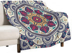 Abstract Mandala Throw Blanket Indian Hippie Bohemian Art Floral Texture Pattern Blanket for Sofa Bed Couch Chair Or Dorm 70"x80"