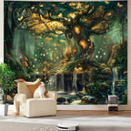 Apdidl Forest Wall Tapestry for Bedroom, Nature Green Tree of Life Tapestries Wall Hanging, Fairy Tales Magical Landscape Backdrop Mural for Living Room Dorm Decor (60"X79")