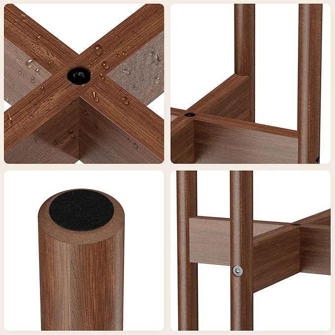 ALIGADO 2 Pack Bamboo Plant Stands Indoor, for Up to 12 Inch Pots, Built to Fit Corners, Sturdy & Stable Design, Walnut Finish