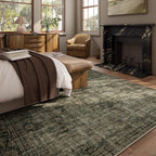 10x12 Area Rugs for Living room: Large Washable Rugs Stain Resistant Non Slip Distressed Vintage Floral Rug Low Pile Faux Wool Soft Green Rugs for Bedroom Farmhouse Dining Room Kids Playroom Nursery