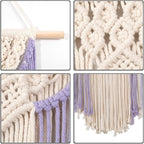 RLoncomix Macrame Wall Hanging Art Woven Wall Decor Cotton Handmade Boho Macrame Tapestry Chic Home Decor for Apartment Bedroom Living Room Dorm Gallery, Purple, 14" Wx24 L