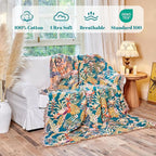 MSGKV Boho Throw Blanket for Couch 50"x60" 100% Cotton Jungle Animal Blanket Spring Breathable Lightweight Blankets for Sofa Home Decor Muslin All Seasons