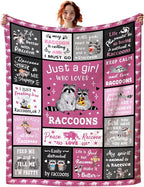 Raccoon Blanket Gifts for Women, Funny Stuffed Animal Throw Blanket, Best Birthday Gift for Kids Girls Adults 60"X50"