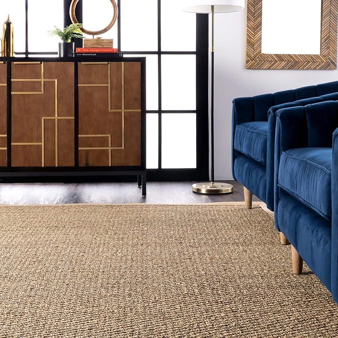 Nuloom Elijah Beige/Natural, 5' x 8' Oval, Basketweave, Seagrass, Soft and Textured, High Traffic, Stain Resistant, Easy Clean, Durable Area Rug for Bedroom, Living Room, Dining, Den, Foyer, Entryway