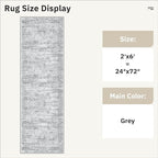 Runner Rug 2'x6' Washable Non-Slip Runner Rugs for Kitchen Bathroom Laundry Room Grey Vintage Floor Carpet Runners for Hallway Entryway