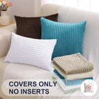 Simmore Decorative Spring Throw Pillow Covers 20x20 Set of 2, Soft Natural Plush Flannel Double-Sided Fluffy Couch Pillow Covers for Sofa Living Room, Brown