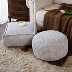 SUTAVIA Pouf Ottoman Cover Unstuffed Pouf Seat Decorative Soft Storage Bean Bag 20x20x8 Inches Floor Footrest for Living Room Bedroom (Light Gray, Round)