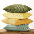 MIULEE Boho Farmhouse Spring Decorative Throw Pillow Covers 18x18 Inch 4 Packs Soft Vintage Pillow Cases Modern Corduroy Patchwork Cushion Covers for Couch Sofa Bed Summer Home Decor, Yellow Green