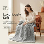 Amélie Home Chunky Knit Throw Blanket for Couch, Soft Chenille Crochet Blanket for Children, 40"x50", Light Grey