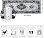 Amearea Vintage Design Runner Rugs for Living Room, 2x6 Machine Washable Floral Collection Traditional Bedroom Rug, Low Pile Cute Kids Room Print Carpet, No Slip Office Kitchen Home Decor, Black