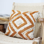 JOJUSIS Boho Throw Pillow Covers with Handmade Tassels Decorative Woven Tufted Orange Pillowcase for Couch Bedroom 18 x 18 Inch Orange B