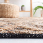 SAFAVIEH Natural Fiber Collection Area Rug - 4' Square, Black & Natural, Flat Weave Jute, Ideal for Living Room, Bedroom, Dining Space (NF378Z)