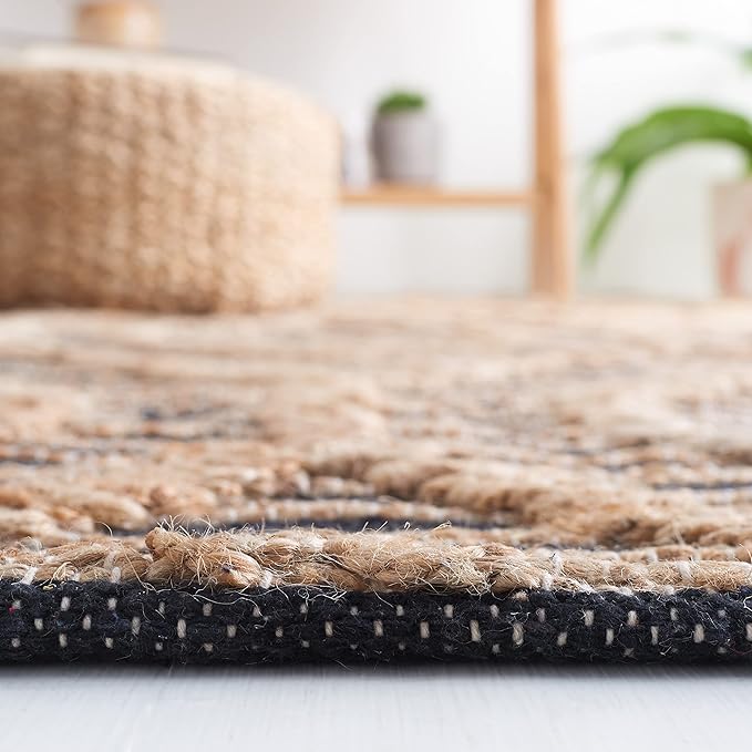 SAFAVIEH Area Rug 9x12 - Natural Fiber Collection - Large - Black & Natural, Flat Weave Jute, Ideal for Living Room, Bedroom, Dining Space (NF378Z)