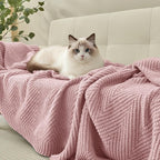 Knitted Throw Blanket 60"X80", Dusty Pink Knit Throws for Bed, Super Soft Boho Chevron Blankets for Couch Sofa Chair Room Decor, Textured Decorative Farmhouse Cozy Lightweight