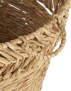 Deco 79 Seagrass Handmade Decorative and Functional Storage Basket Large Woven Oval Basket Organizer with Zig Zag Patterned Rim, Basket for Storage 30" x 20" x 17", Brown