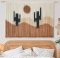 Large Macrame Wall Hanging Macrame Wall Decor 57" W x 35" L Desert Cactus Tie-Dye Large Boho Yarn Wall Decor Scale Wall Art Home Decor