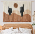 Large Macrame Wall Hanging Macrame Wall Decor 57" W x 35" L Desert Cactus Tie-Dye Large Boho Yarn Wall Decor Scale Wall Art Home Decor
