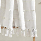 Lush Decor Boho Tufted Cotton Woven Tassel Fringe Throw Blanket, White 60" x 50"