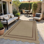 Modern Easy Jute 4x6 Outdoor Patio Rug, Washable Indoor Brown Kitchen Rugs Farmhouse Neutral Non Slip Area Rug for Living Room Backyard Bedroom