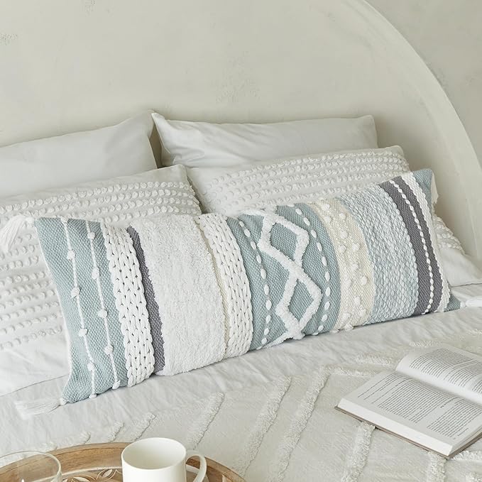 Decorative Boho Lumbar Pillow Cover 14x36 – Beautiful Throw Pillow with Soft Texture for Bed, Couch Decor or as Body Cushion – A Stylish Addition to Your Bedroom